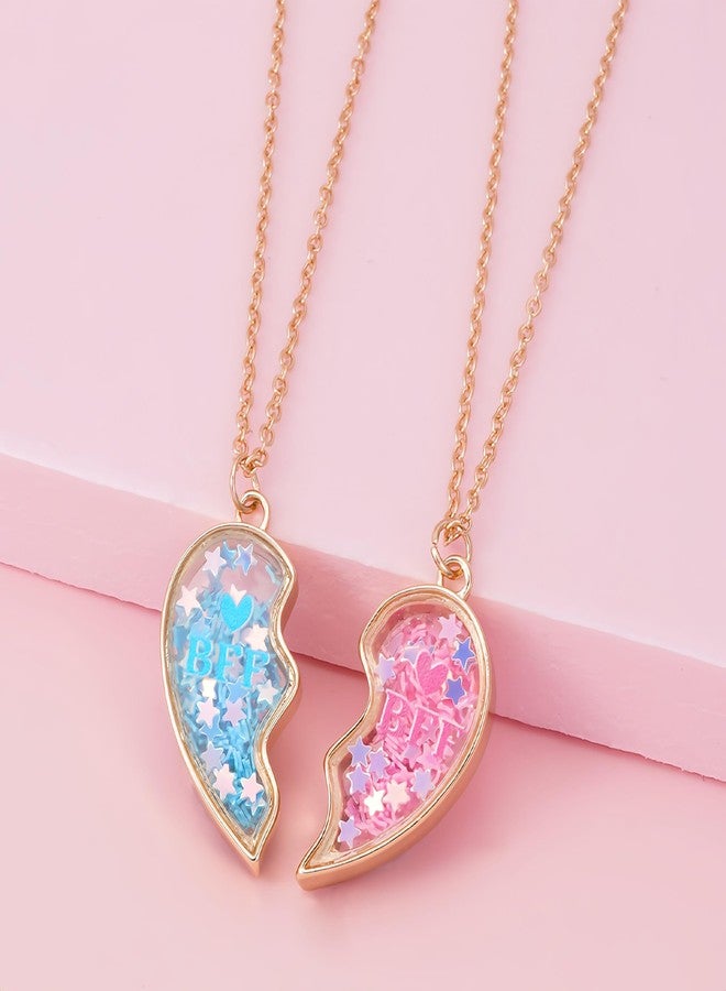 DOYYCA Best Friend Necklace Gifts Matching Locket Heart BFF Friendship Necklace for 2 (Pink Blue) - Image 3